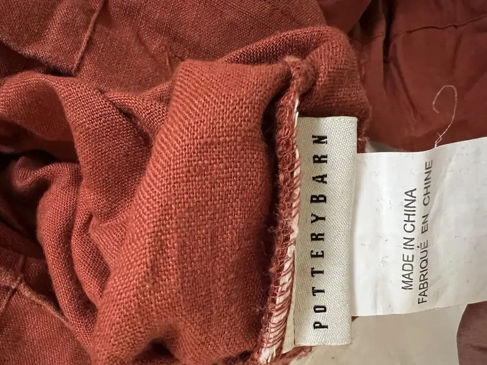 POTTERY BARN 100% FLAX LINEN DUVET COVER Twin Rust RED BERRY